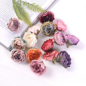 20PCS Artificial Flower Head DIY Accessories 4.5CM Flower Tea Rose