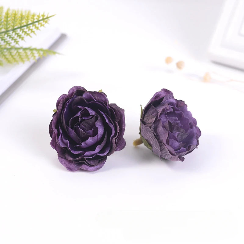 20PCS Artificial Flower Head DIY Accessories 4.5CM Flower Tea Rose