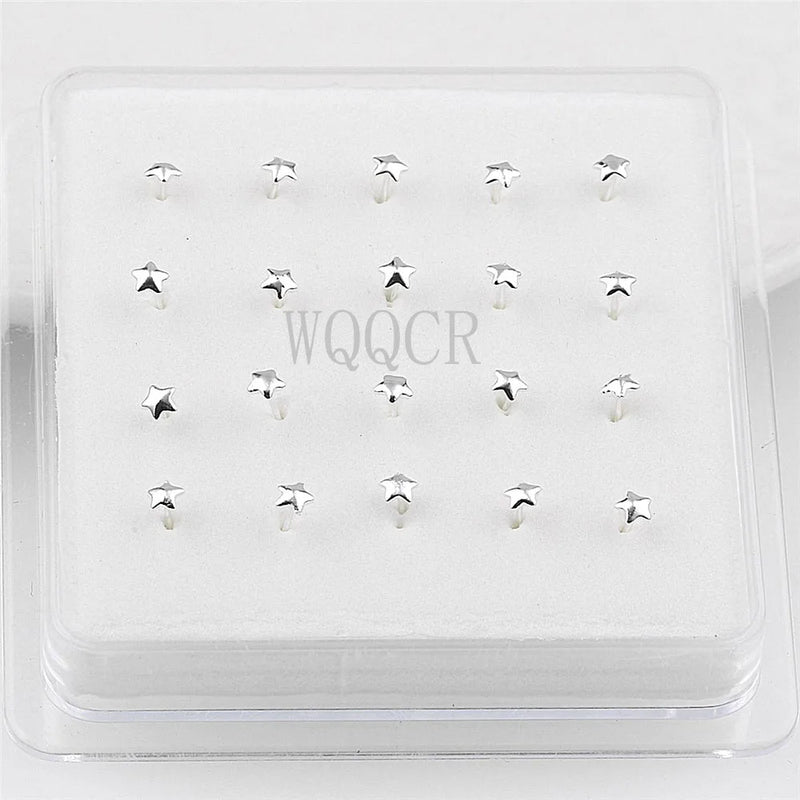 20PCS/Box Five-pointed Star Female Stud-Shaped Nose Nails Body Piercing Jewelry