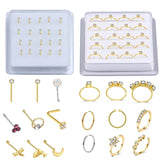 20PCS Nose Studs Hoop Rings Plated Nose Jewelry Set Straight Needle
