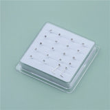 20PCS/Box Sterling L Shape Nose Stud Ring 2mm Clear Crystal Nose Piercing