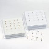20PCS/Box Sterling L Shape Nose Stud Ring 2mm Clear Crystal Nose Piercing
