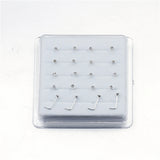 20PCS/Box Sterling L Shape Nose Stud Ring 2mm Clear Crystal Nose Piercing
