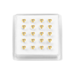 20PCS Boxed Crystal Nose Studs Body Jewelry Heart Star Shape Nose Bone Nose Stud