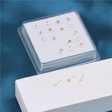 20PCS Boxed Crystal Nose Studs Body Jewelry Heart Star Shape Nose Bone Nose Stud