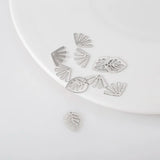 20PCS Brass Silver Plated Tree Leaf Charms for Earrings DIY