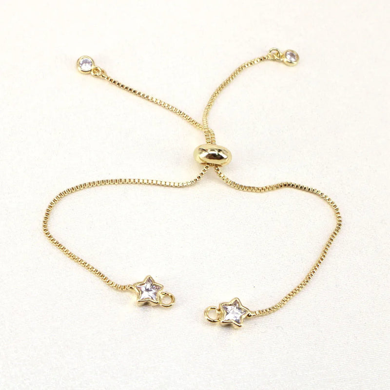 Brass Star Rhinestone Adjustable Bracelet Chain for DIY Jewelry Making