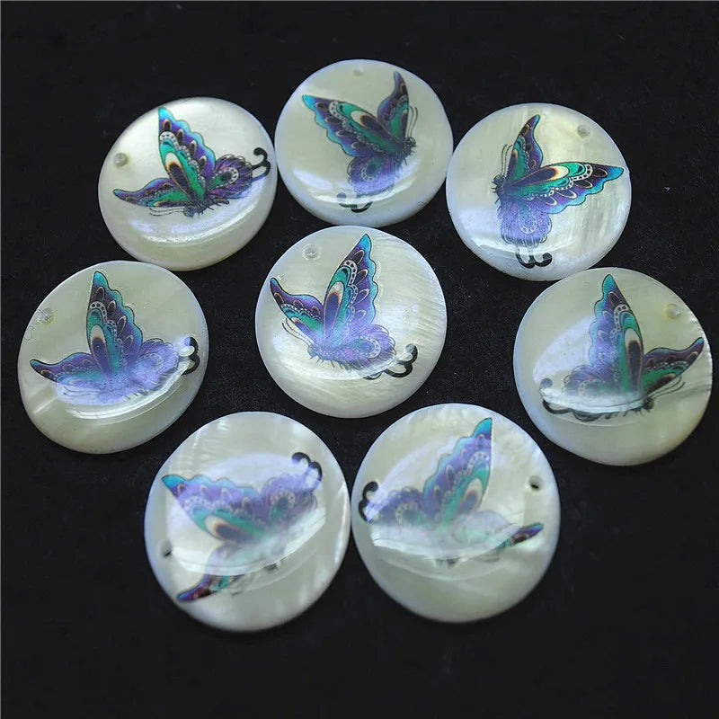 20PCS Butterfly Pendants 25MM Mother Of Pearl Shell DIY Jewelry Beads