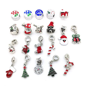 20PCS Christmas Charms Big Hole Alloy Beads for Bracelet & Necklace DIY
