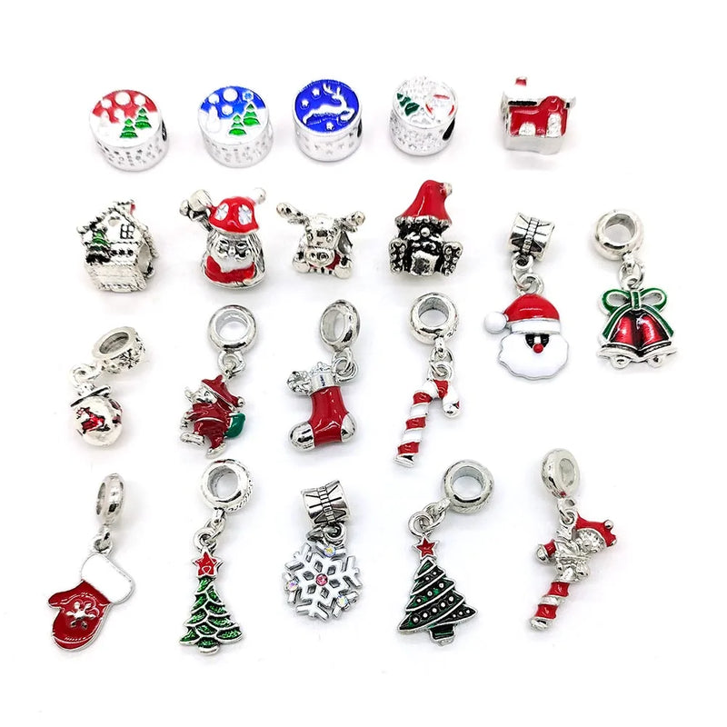 20PCS Christmas Charms Big Hole Alloy Beads for Bracelet & Necklace DIY