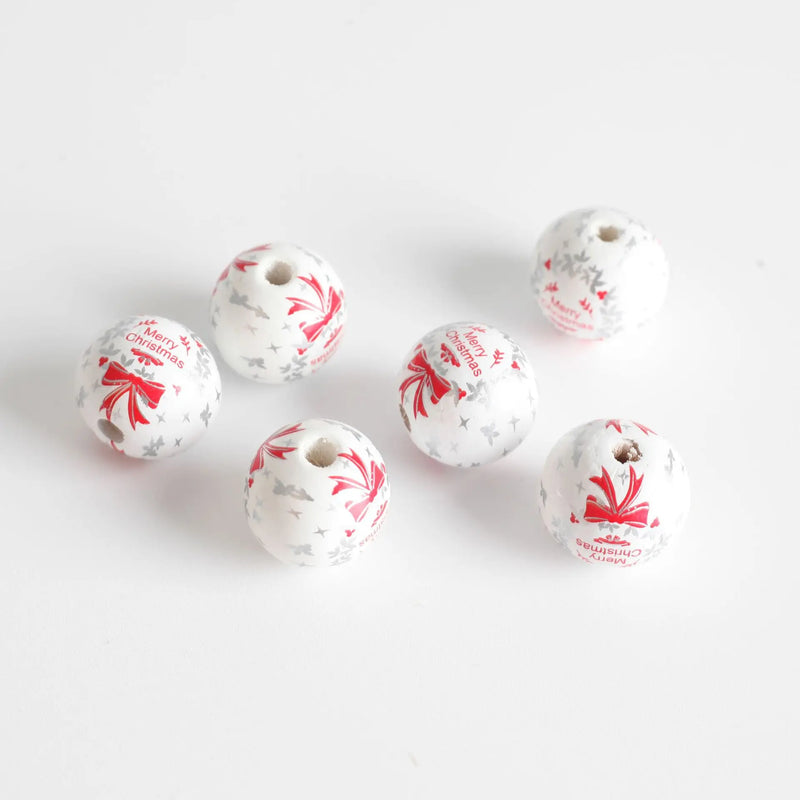 20PCS Christmas 20MM Wooden Beads DIY Crafts Bracelet Jewelry Making
