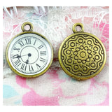 20PCS Clock Charms Antique Bronze Vintage Alloy Bracelet Pendants