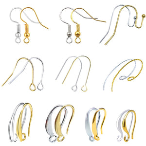 20PCS Copper Ear Hooks Smooth Round Clasps For Earrings Making