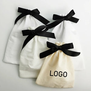 20PCS Cotton Gift Bag Drawstring Pouch Wedding Party Storage Logo Print