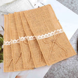 20PCS Wedding Table Silverware Holder Natural Burlap Cutlery Pockets