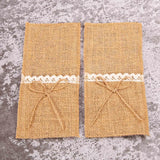 20PCS Wedding Table Silverware Holder Natural Burlap Cutlery Pockets