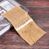 20PCS Wedding Table Silverware Holder Natural Burlap Cutlery Pockets