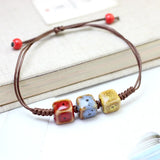 20PCS Lucky Chinese Style Square Beads Braided Bracelet for Girls