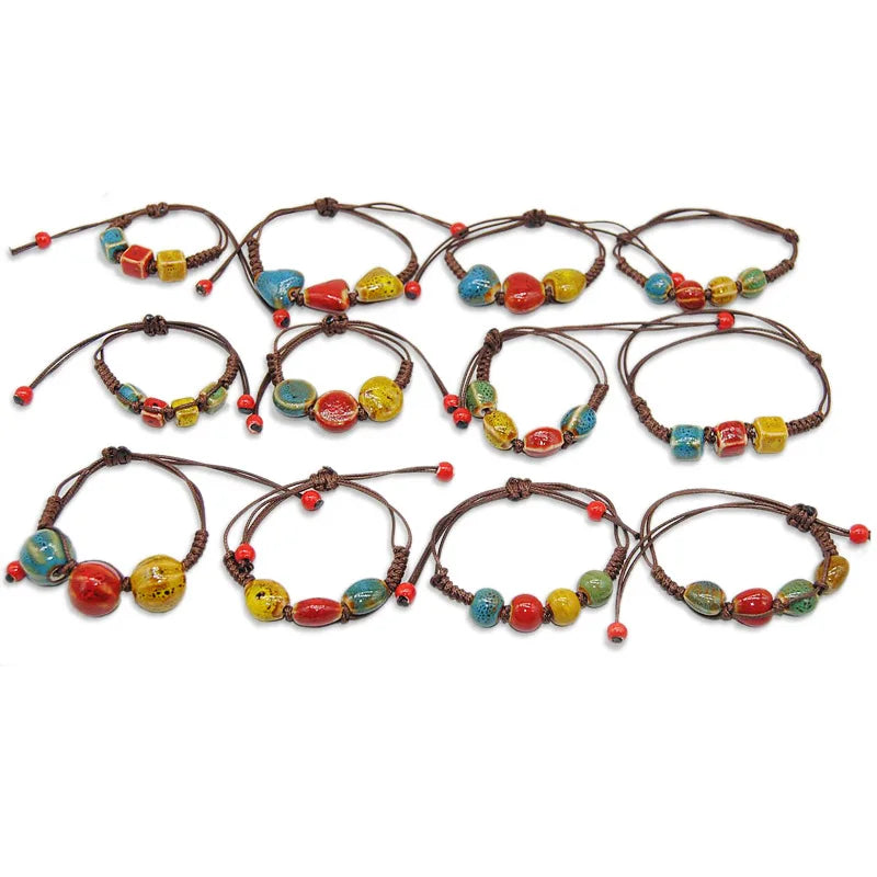 20PCS Lucky Chinese Style Square Beads Braided Bracelet for Girls