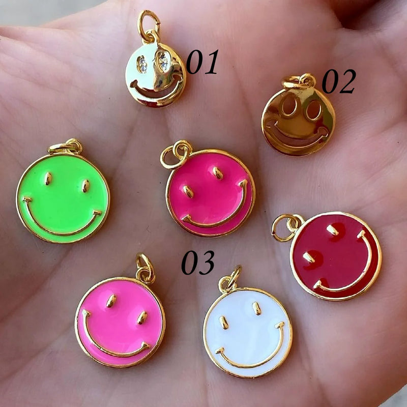 20PCS Smiling Face Pendant Charms Jewelry Findings Necklace Accessory