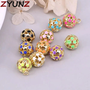 20PCS Enamel Ball Star Moon Necklace Pendant For Women Jewelry Making Charms
