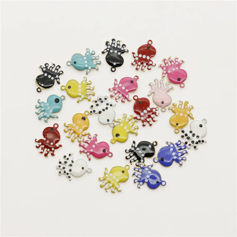 20PCS Enamelled Octopus Charms for Jewelry Making