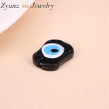 20PCS Flat Evil Eye Glass Beads Lampwork Protection Large Beads