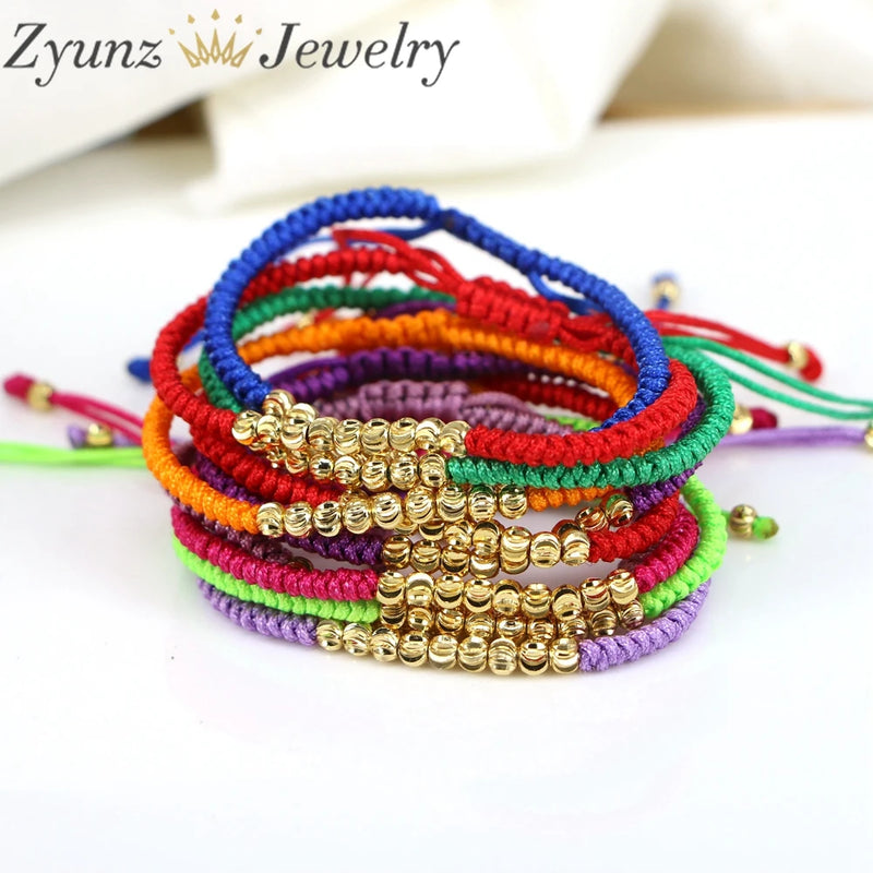 Copper Beads Rope Thread String Bracelets Women Men Jewelry