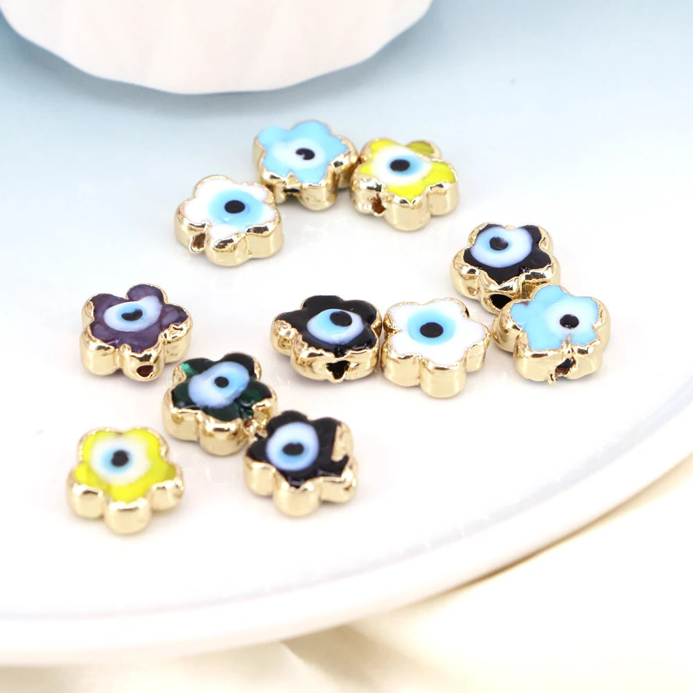 20PCS Glass Eye Flower Beads Lampwork Colorful Eye Charms for Jewelry Making