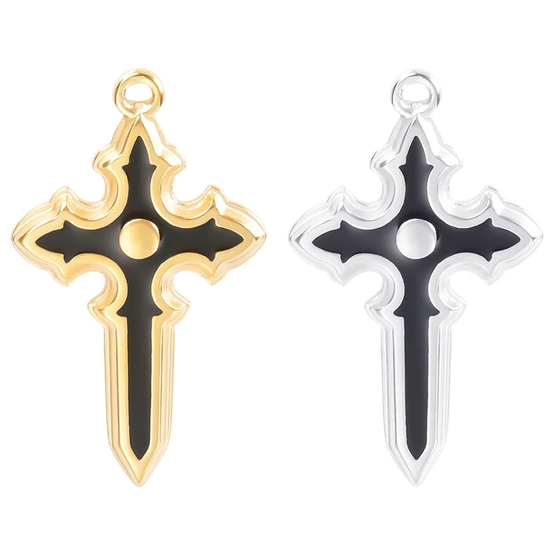 20PCS Gothic Enamel Cross Charms for Necklace Making