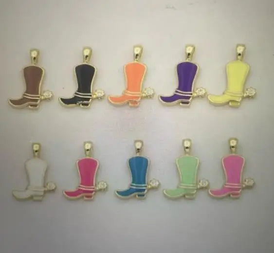 20PCS High Heel Shoes Charms Enamel Zircon Pendant for DIY Jewelry