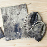 20PCS Chinese Ink Painting Linen Drawstring Storage Bags