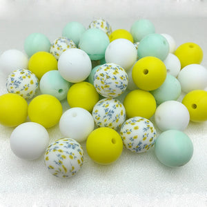 20PCS 15MM Round Spring Silicone Beads Mix Loose Bead For DIY Jewelry Keychain
