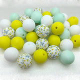 20PCS 15MM Round Spring Silicone Beads Mix Loose Bead For DIY Jewelry Keychain