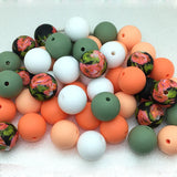 20PCS 15MM Round Spring Silicone Beads Mix Loose Bead For DIY Jewelry Keychain