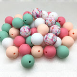 20PCS 15MM Round Spring Silicone Beads Mix Loose Bead For DIY Jewelry Keychain