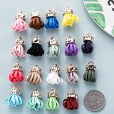 20PCS/ Lot Fabric Flower Tassel Charms 18 23*17mm Leather Pendant