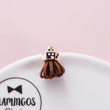 20PCS/ Lot Fabric Flower Tassel Charms 18 23*17mm Leather Pendant