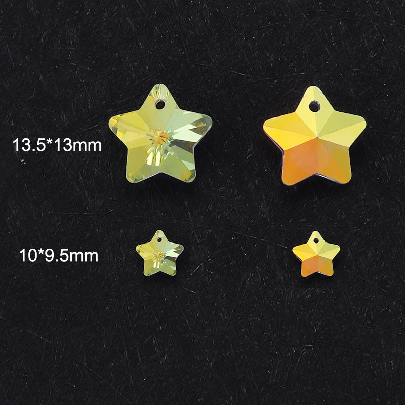 20PCS Crystal Glass Star Pendants for DIY Jewelry Making