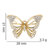 20PCS/Lot Golden Crystal Alloy Butterfly Dangle Charms Pendant 29*21mm