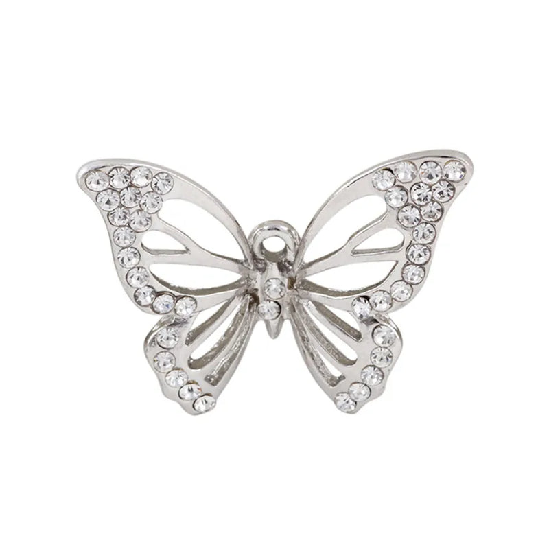 20PCS/Lot Golden Crystal Alloy Butterfly Dangle Charms Pendant 29*21mm