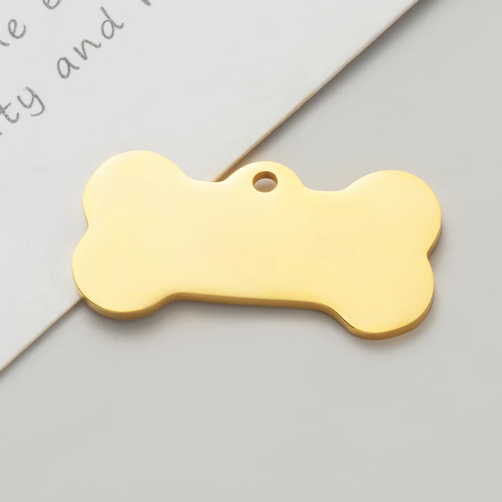 20PCS Pet ID Tag Dog Bone Charms Stainless Steel DIY Name Pendant