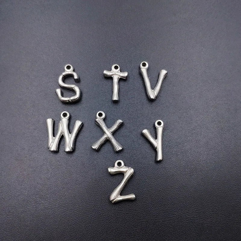 20PCS Vintage Stainless Steel Letter Charm Pendant DIY Jewelry Making