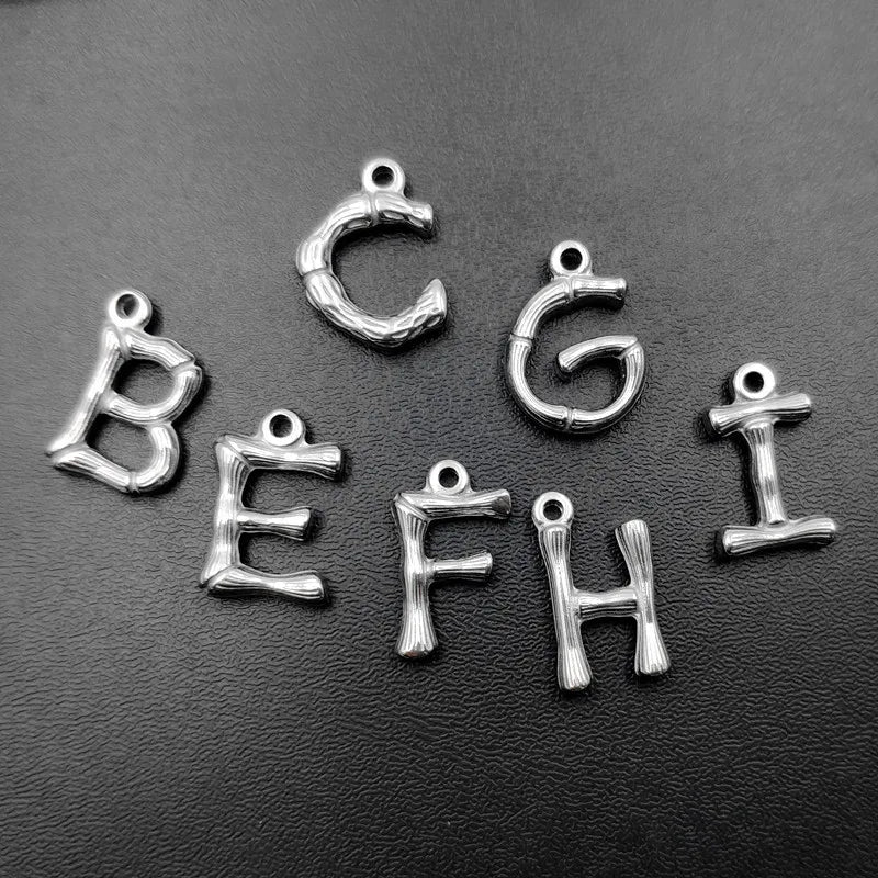 20PCS Vintage Stainless Steel Letter Charm Pendant DIY Jewelry Making