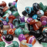 20PCS Mini Mushroom Charming Gemstones Figurine Stripe Stones Crafts