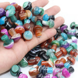 20PCS Mini Mushroom Charming Gemstones Figurine Stripe Stones Crafts
