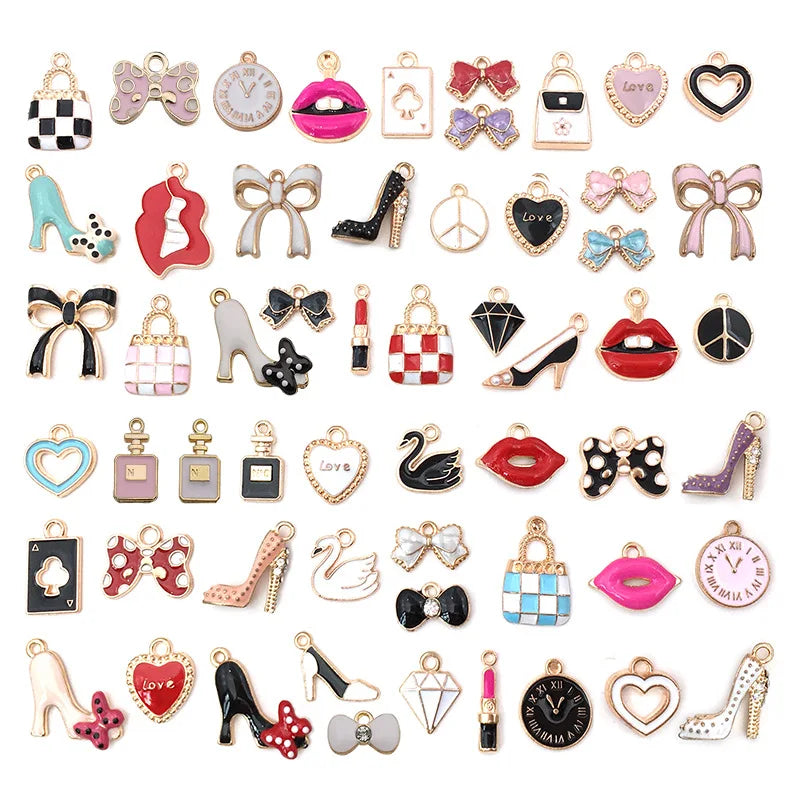 20PCS Mixed Shoe Mouth Earrings Dangles Enamel Charms For Jewelry Making