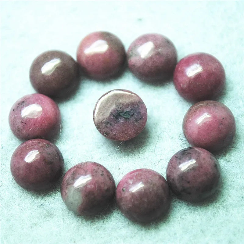20PCS Rhodonite Stone Cabochons 10MM Round Shape Beads DIY Jewelry Findings