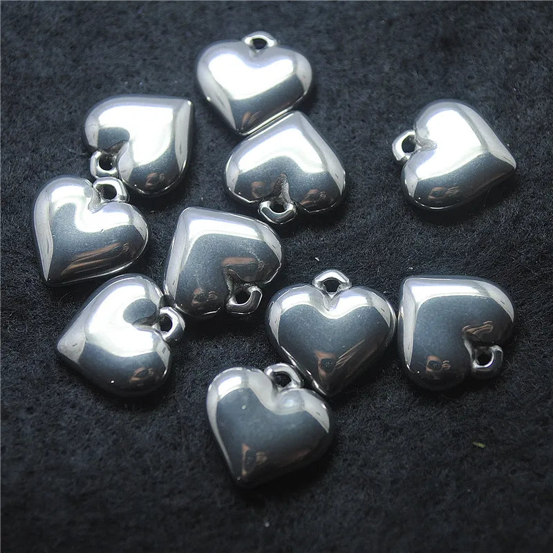 20PCS 316 Stainless Steel Heart Shape Pendants 16MM DIY Jewelry Accessories