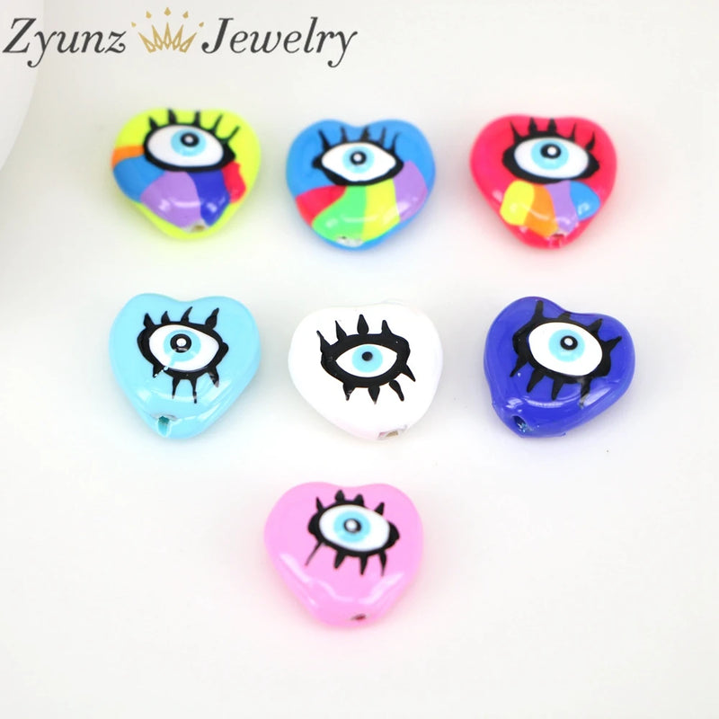 20PCS Evil Eye Resin Spacer Beads Jewelry Making DIY Accessories